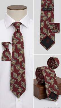 Country Road Signature Collection Men's Geometric Print Silk Necktie